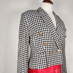 Vtg Elliot Lauren cropped houndstooth blazer 4